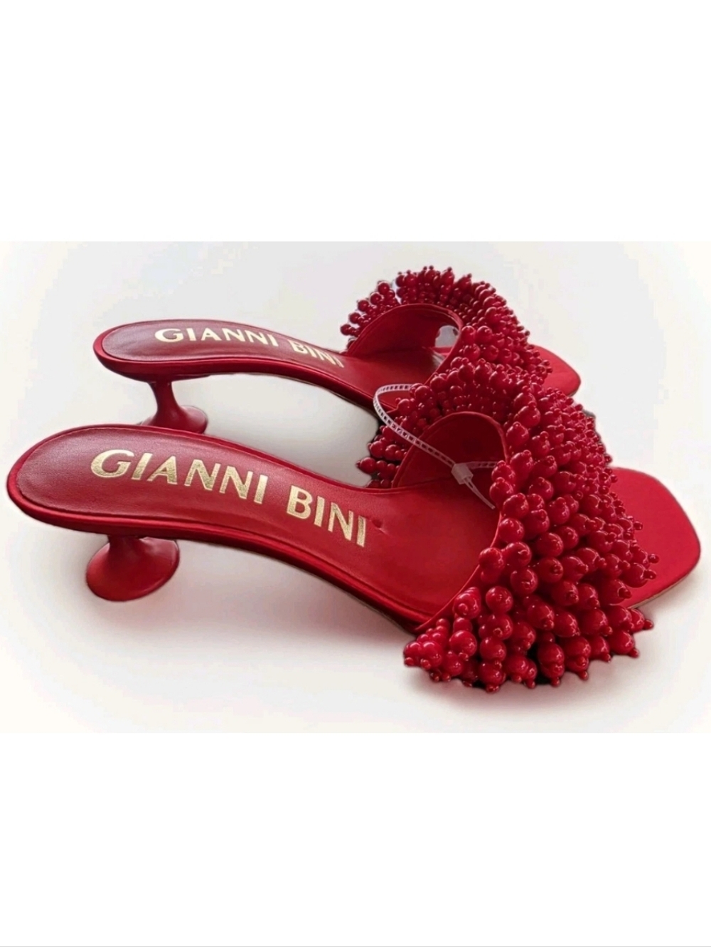 Gianni Bini Lonzo Beaded Square Toe Slide Sandals Red Sz 9 NWOB - Picture 6 of 12